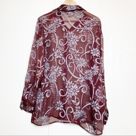 Silk Per Lui Per Lei by Kukki sheer eggplant top - Picture 4 of 8